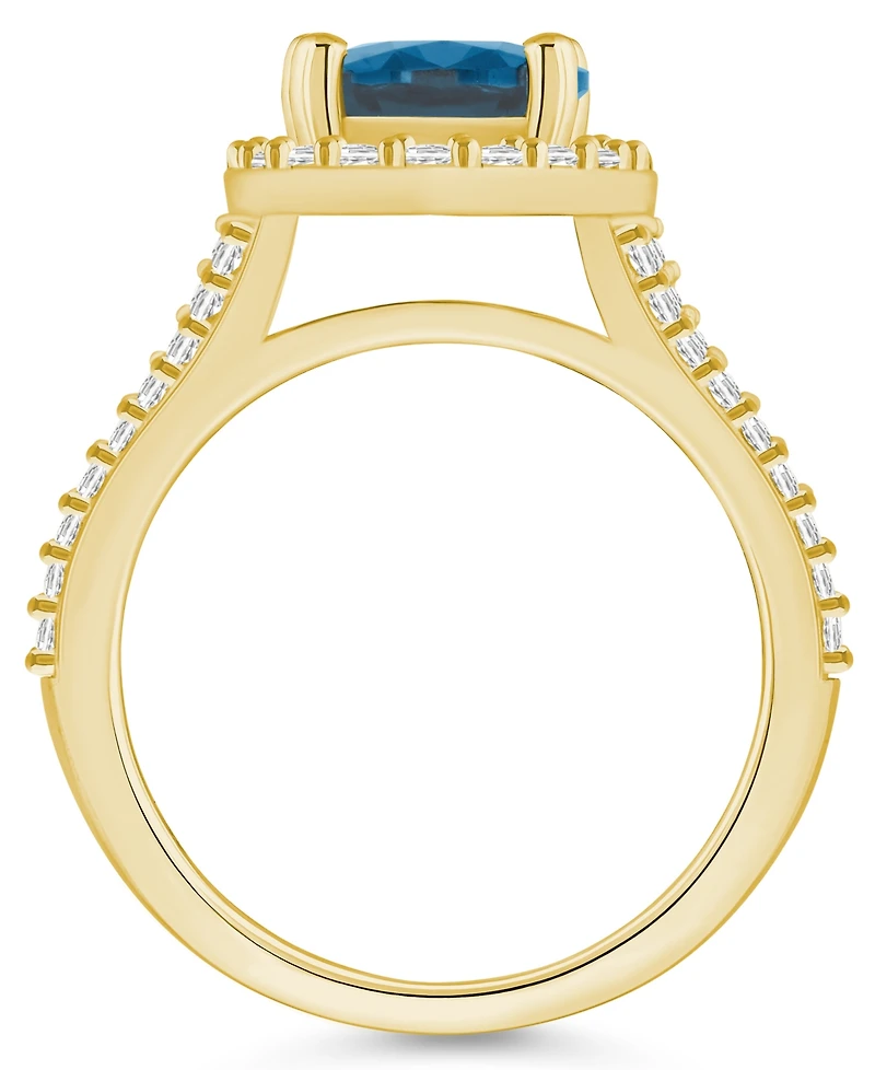 Macy's London Blue Topaz (-/ ct. t.w.) and Diamond (/ Halo Ring 14K Yellow Gold