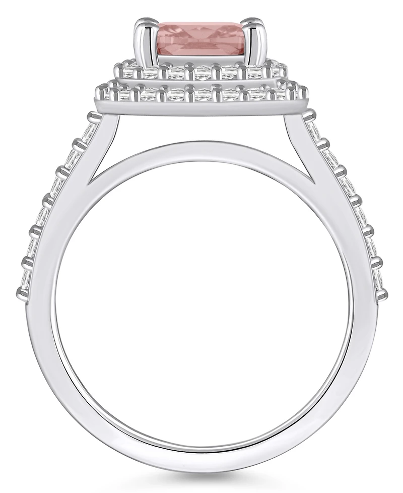 Macy's Morganite and Diamond Accent Halo Ring 14K White Gold