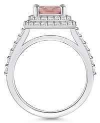 Macy's Morganite and Diamond Accent Halo Ring 14K White Gold