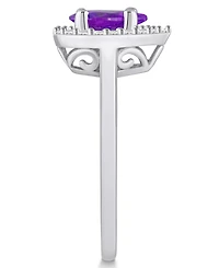 Macy's Amethyst (7/8 ct. t.w.) and Diamond (1/5 Halo Ring 14K White Gold