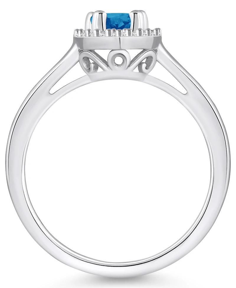 Macy's London Blue Topaz (1 ct. t.w.) and Diamond (1/5 Halo Ring 14K Gold