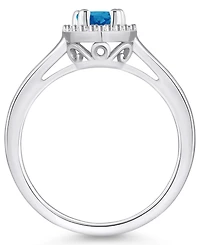 Macy's London Blue Topaz (1 ct. t.w.) and Diamond (1/5 Halo Ring 14K Gold