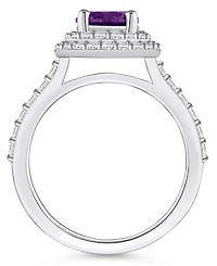 Macy's Amethyst and Diamond Accent Halo Ring 14K White Gold