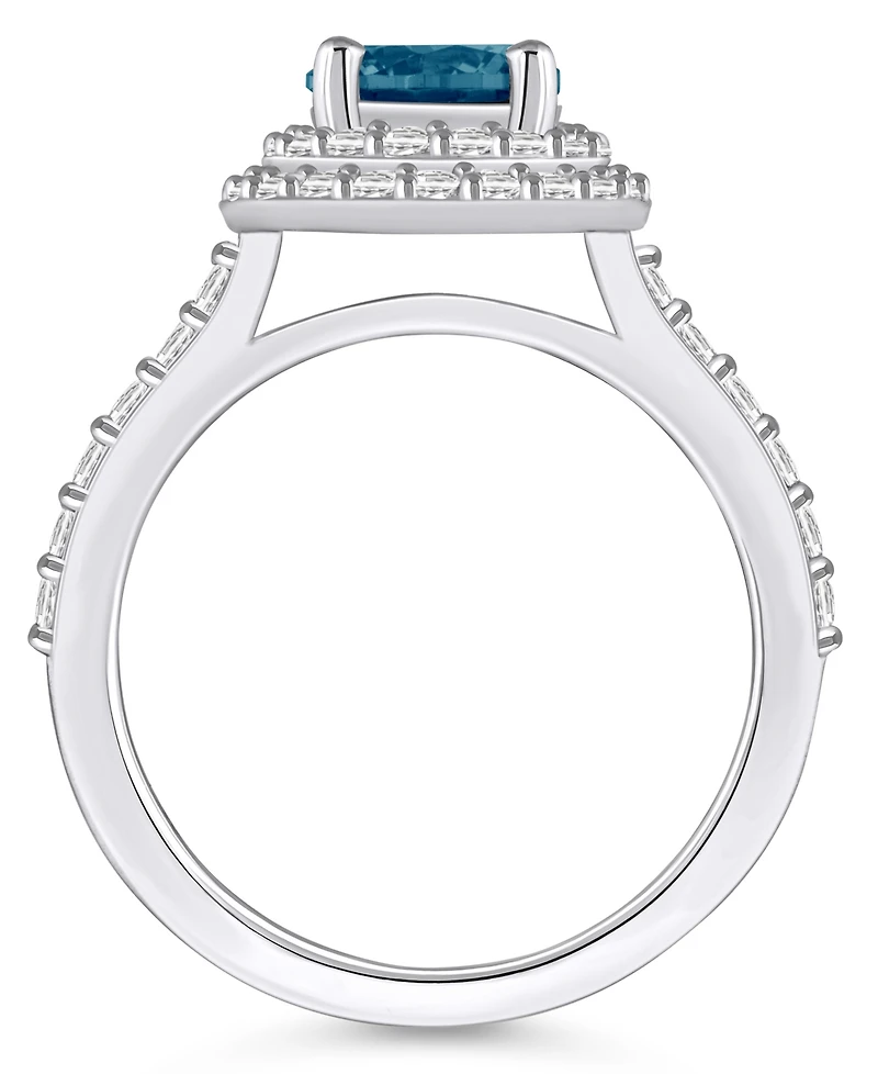 Macy's London Blue Topaz and Diamond Accent Halo Ring 14K White Gold