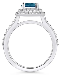 Macy's London Blue Topaz and Diamond Accent Halo Ring 14K White Gold