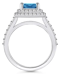 Macy's Blue Topaz and Diamond Accent Halo Ring 14K Gold