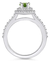 Macy's Peridot and Diamond Accent Halo Ring 14K White Gold
