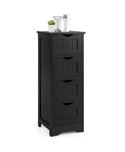 4-Drawer Bathroom Floor Cabinet Free Standing Storage Side Organizer