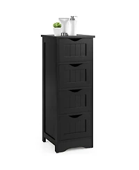 4-Drawer Bathroom Floor Cabinet Free Standing Storage Side Organizer