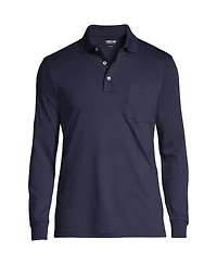 Lands' End Big & Tall Long Sleeve Cotton Supima Polo Shirt with Pocket
