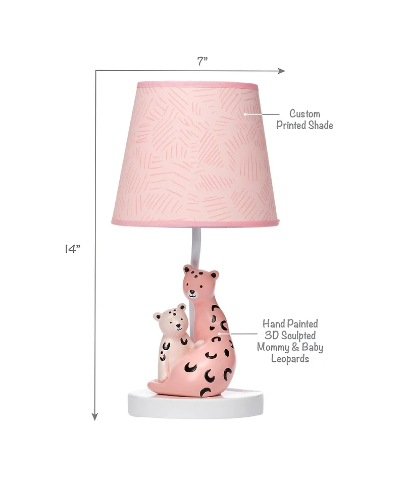Lambs & Ivy Enchanted Safari Pink Leopard Lamp with Shade & Bulb