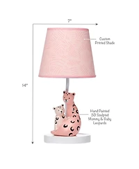 Lambs & Ivy Enchanted Safari Pink Leopard Lamp with Shade & Bulb