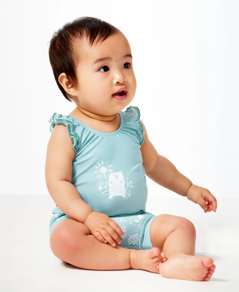 Splash About Baby Girls Happy Nappy Swimsuit with Swim Diaper
