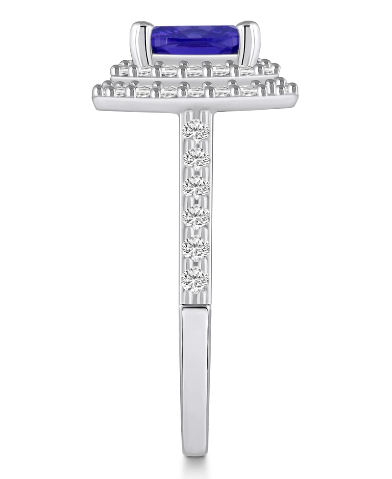Tanzanite (2-1/3 ct. t.w.) & Diamond (5/8 Cushion Halo Statement Ring 14k Gold