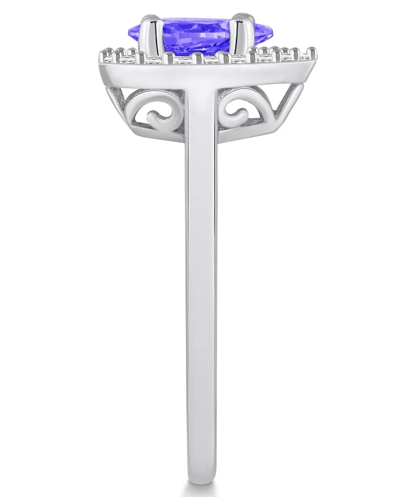 Tanzanite (7/8 ct. t.w.) & Diamond (1/5 Pear Halo Ring 14k Gold