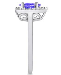 Tanzanite (7/8 ct. t.w.) & Diamond (1/5 Pear Halo Ring 14k Gold