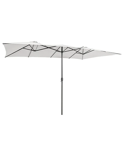 15FT Double-Sided Patio Market Umbrella Large Crank Handle Vented Outdoor Twin