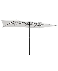 15FT Double-Sided Patio Market Umbrella Large Crank Handle Vented Outdoor Twin