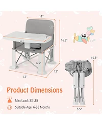 Costway Baby Travel Booster Seat with Double Tray Portable Folding Dining Chair