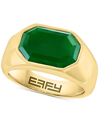 Effy Men's Jade Octagon Ring in 14k Gold-Plated Sterling Silver