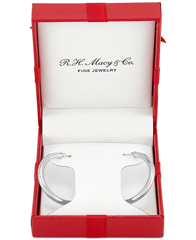 Polished Round Hoop Earrings 14k Gold, 30mm