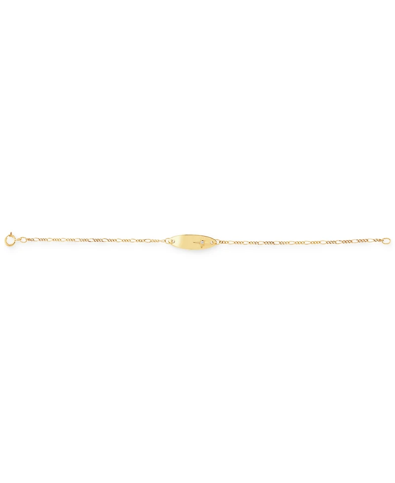 Children's Diamond Accent Figaro Chain Id Bracelet in 14k Gold
