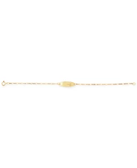 Children's Diamond Accent Figaro Chain Id Bracelet in 14k Gold