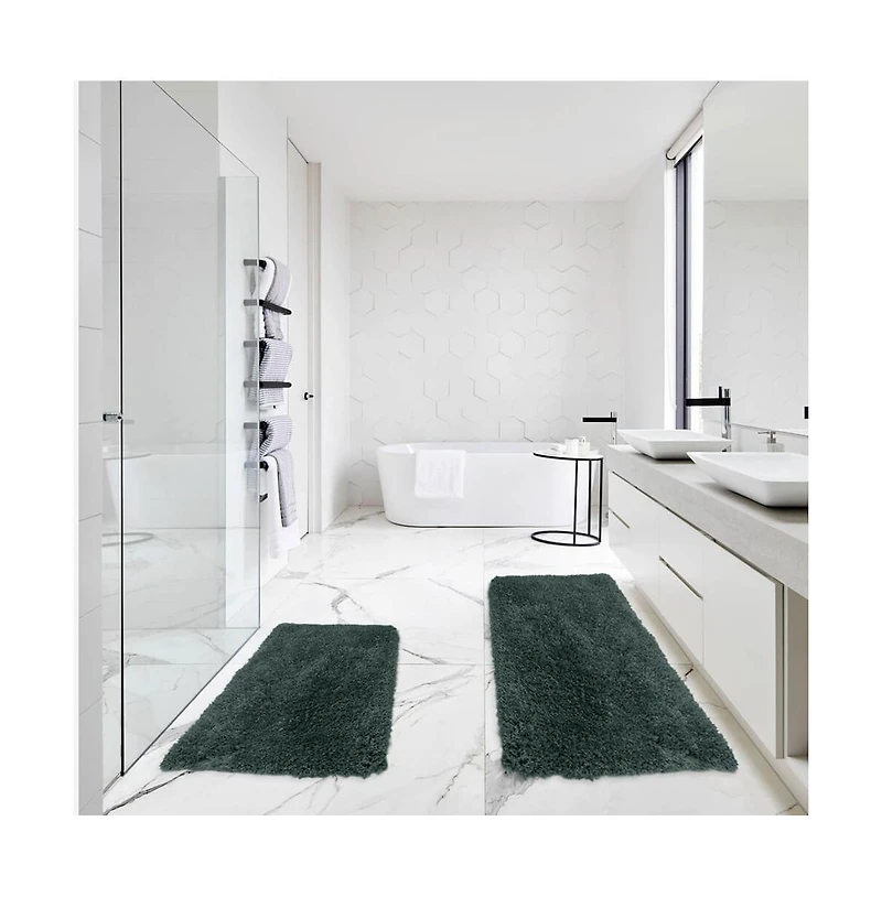 2 Piece Ultra Soft Non Slip Shaggy Bath Rug - Small & Medium