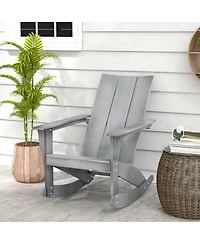 Patio Adirondack Rocking Chair All Weather Hdpe Porch Rocker 330lbs Grey Outdoor