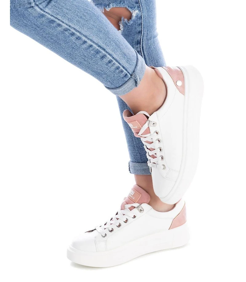 Xti Women's Casual Sneakers By White With Pink Accent