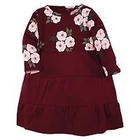 Hudson Baby Toddler Girls Cotton Long-Sleeve Dresses 2pk, Gray Winter Forest