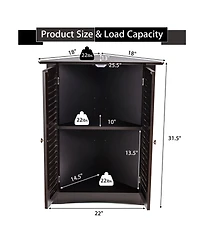 Storage Cabinet Freestanding Floor Cabinet Bathroom w/ Shutter Door