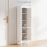 Tall Bathroom Floor Cabinet Narrow Linen Tower with 2 Doors & Adjustable Shelf