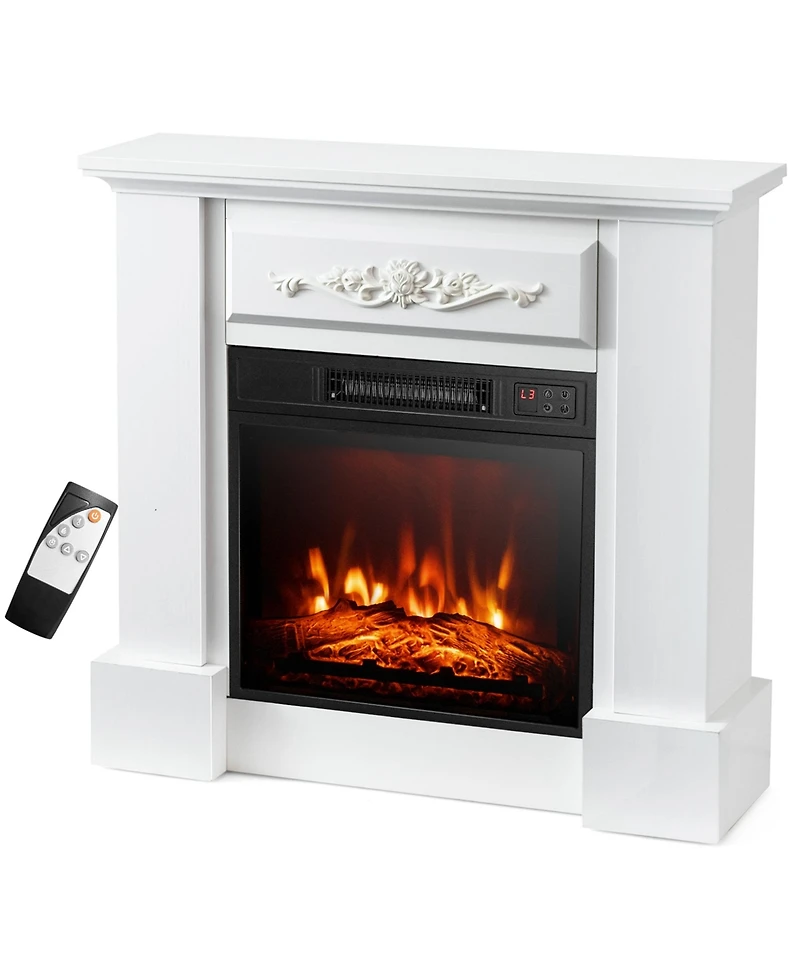 32'' Electric Fireplace Mantel Tv Stand Space Heater