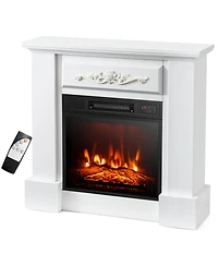 32'' Electric Fireplace Mantel Tv Stand Space Heater