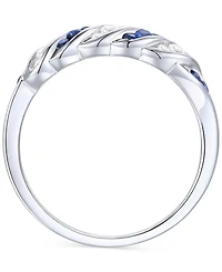 Emerald (1/5 ct. t.w.) & Diamond Swirl Band Sterling Silver (Also Ruby Sapphire)