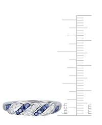 Emerald (1/5 ct. t.w.) & Diamond Swirl Band Sterling Silver (Also Ruby Sapphire)