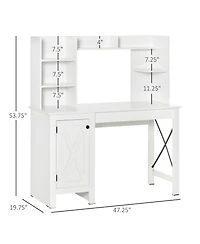 Homcom Farmhouse Computer Desk with Hutch and Cabinet, Home office Desk with Storage, for Study, White