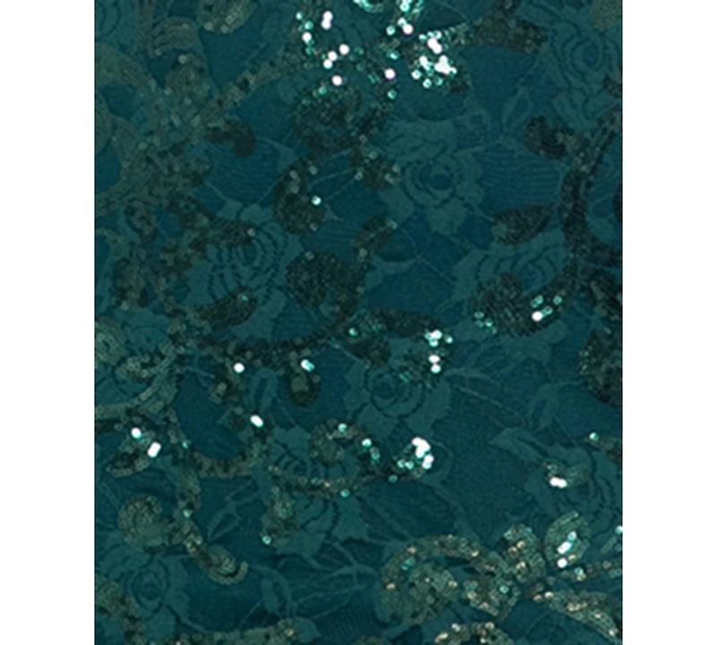 Blondie Nites Juniors' Sequined Lace Corset Gown