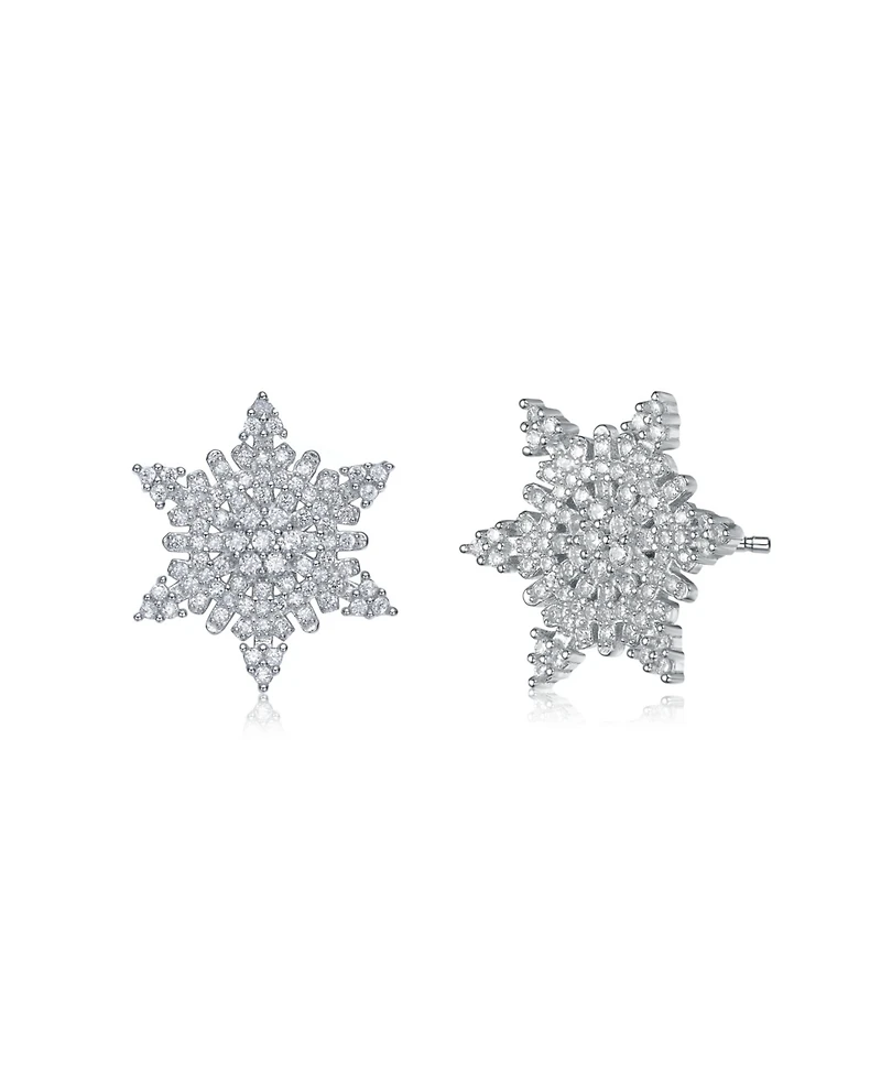 Cubic Zirconia White Gold Plated Sterling Silver Star Shape Stud Earring
