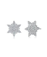 Cubic Zirconia White Gold Plated Sterling Silver Star Shape Stud Earring