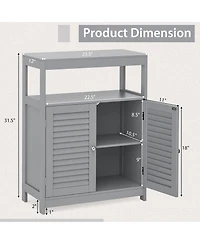 Bathroom Floor Cabinet Storage Organizer with Open Shelf & Double Shutter Door