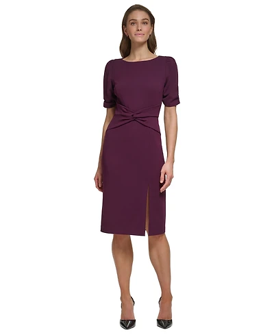 Dkny Women's Puff-Sleeve Twisted-Front Side-Slit Dress