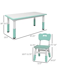 Qaba Kids Table and Chair Set with 4 Chairs, Adjustable Height,