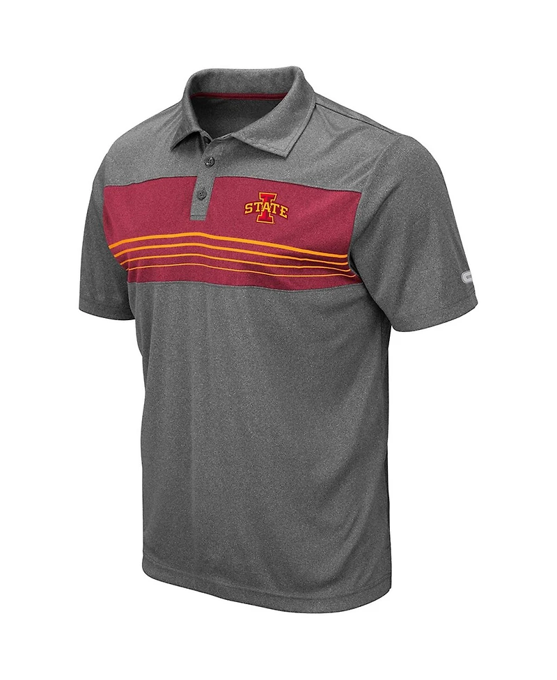 Men's Colosseum Heathered Charcoal Iowa State Cyclones Smithers Polo Shirt