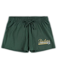 Women's Concepts Sport White, Green Bay Packers Plus Downfield T-shirt and Shorts Sleep Set
