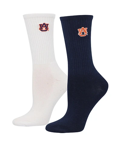 Women's ZooZatz Navy, White Auburn Tigers 2-Pack Quarter-Length Socks