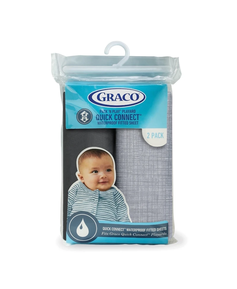Graco Pack and Play Quick Connect Playard Water Resistant Sheets, Pack of 2