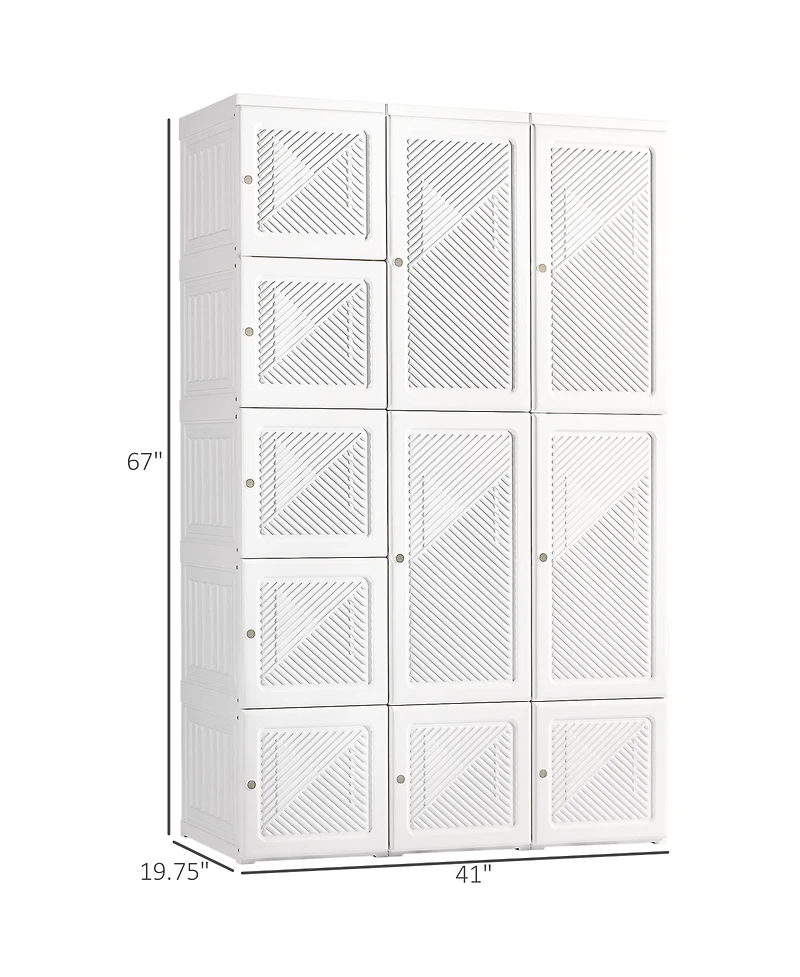 Homcom Portable Wardrobe Folding Closet with Cube Storage,