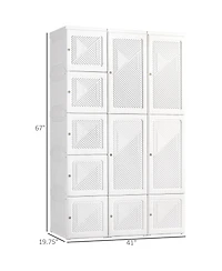 Homcom Portable Wardrobe Folding Closet with Cube Storage,